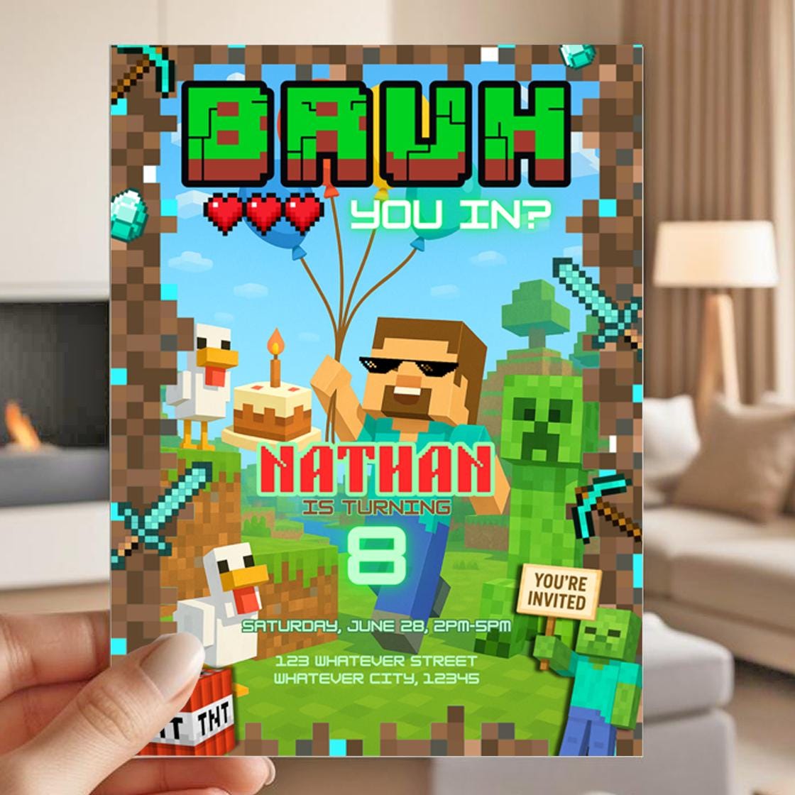 Editable Minecraft Invite with Characters