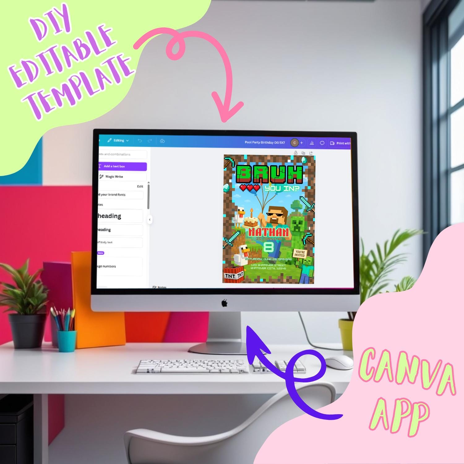 Editable Minecraft Invite with Characters