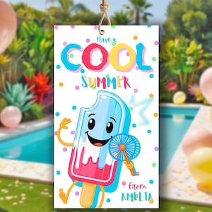 Bearbeitbarer cooler Sommerlehrer-Anerkennungsgeschenkanhänger, Haben Sie einen coolen Sommerlehreranhänger, Schuljahresende Tags, sofortiger Download Canva