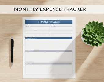 Minimalistischer Monatlicher Kosten Tracker PDF | Druckbares Haushaltsbuch | Professioneller Buchhalter | Digitaler Download