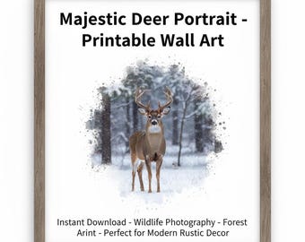 Majestätisches Hirsch Porträt | Wandkunst | Digitaler Download