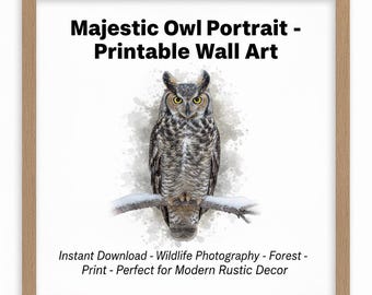 Majestätisches Eulen-Porträt | Wandkunst | Digitaler Download