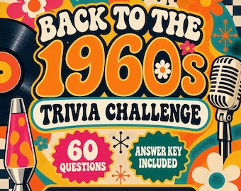 Quiz-Herausforderung der 1960er Jahre zum Ausdrucken | Retro-Quiz mit 60 Fragen (PDF-Spiel)