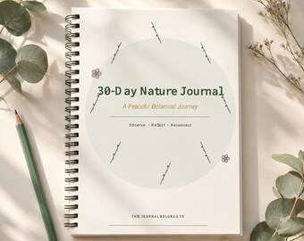 30-Tage-Naturbeobachtungstagebuch, Planer für botanische Achtsamkeit, Protokoll für Naturspaziergänge, Sofort-Download als PDF