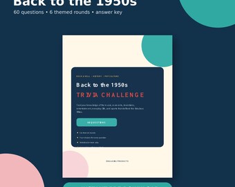 1950年代トリビアチャレンジ（印刷可能なPDF）｜60問｜家族、高齢者、教室、パーティーアクティビティ
