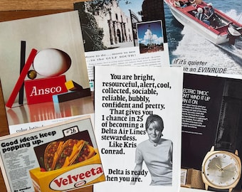 Vintage Ads Paper Pack- 50+ Curated Pages for Collage, Junk Journal, Mixed Media