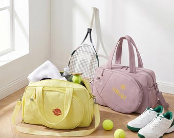 Custom Tennis Bag with Shoe Compartment, Personalized Tennis Racket Bag for Women & Men, Waterproof Tennis Tote, Tennis Gift for Her/Him