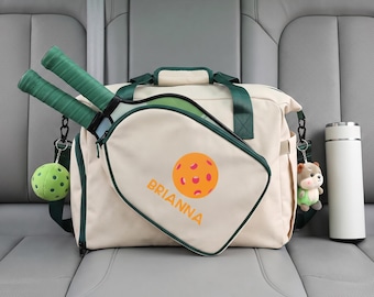 Personalized Pickleball Bag, Water-Repellent Racket Tote, Shoe Compartment Duffel