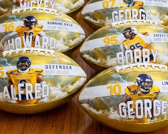 Custom Football Gift - Personalized Gold & Silver Football with Photo - Senior Night Gift for Players, Coach Appreciation, Graduation 2026
