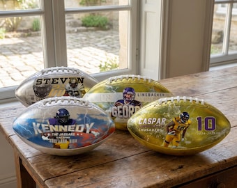 Custom Football Gift - Personalized Gold & Silver Football with Photo - Senior Night Gift for Players, Coach Appreciation, Graduation 2026