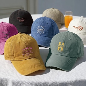 Custom Embroidered Baseball - Wedding Hats, Embroidered hat strap name, Caps Grooms Hat, Hats for Wedding Party, Groomsmen Hat