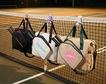 Personalized Pickleball Bag, Water-Repellent Racket Tote, Shoe Compartment Duffel