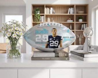 Personalized Photo Football Gift - Custom Name & Number Soccer Ball - High School Sports Graduation Souvenir - Gold Silver Keepsake Trophy