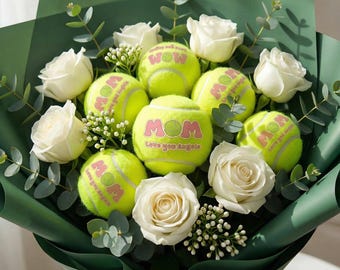 Personalized Mother's Day Tennis Ball - Custom Name & Heart Design Keepsake - Unique Gift for Tennis Mom, Grandma, or Coach
