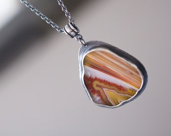 Condor Agate Necklace, Sterling Silver Statement Necklace  - Collector Stone - The Road Less Traveled