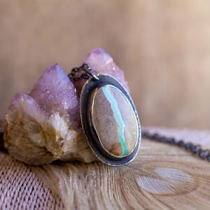 Royston Ribbon Turquoise Necklace: Sterling Silver Boho Pendant