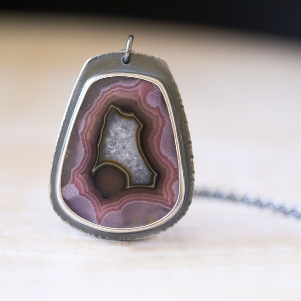 Agua Nueva Agate Necklace in Sterling Silver Statement Necklace - Collector Stone - Muse and Reverie