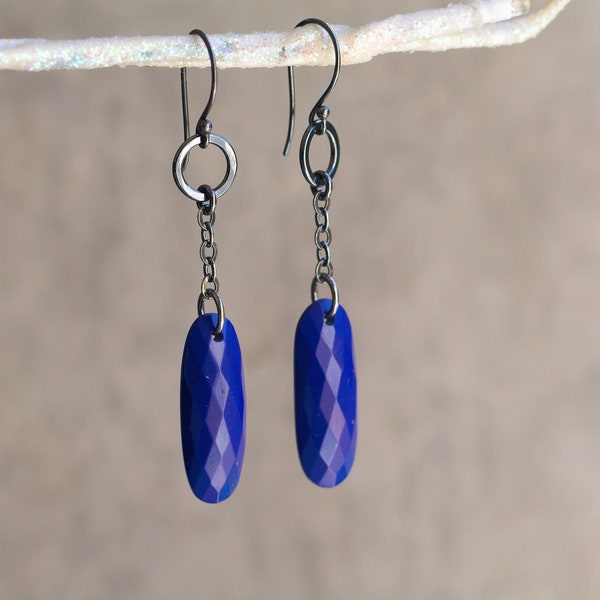 Lapis Lazuli Earrings, Sterling Silver Statement Earrings, Boho Jewelry, Lightweight Earrings - Mother's Day Gift