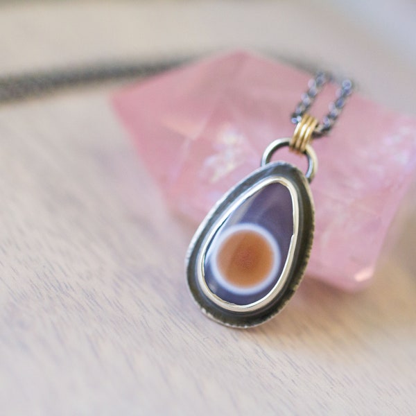 Botswana Agate Necklace, Botswana Eye Agate Necklace, 14K Solid Gold - Collector Stone - Spellbound