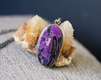 Sugilite Necklace, Sugilite Pendant - Collector Stone - Boho Jewelry, Raw Gemstone