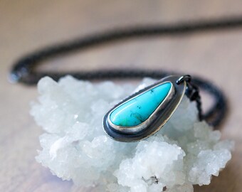 Nacozari Turquoise Necklace, Boulder Turquoise Necklace in Sterling Silver, Layering Necklace - Collector Stone - Valentine Gift