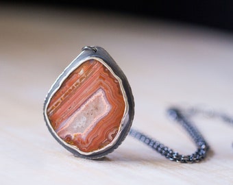 Dryhead Agate Necklace, Sterling Silver Statement Necklace  - Collector Stone - The Road Less Traveled