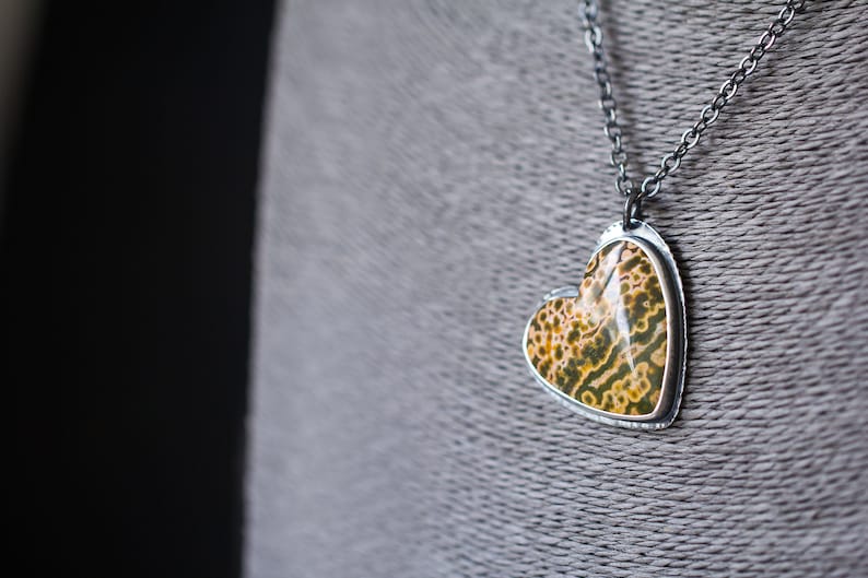 Ocean Jasper Necklace, Ocean Jasper Pendant, Heart Necklace, Collector Stone, Statement Necklace, Mother's Day Gift image 4