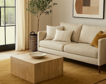 Handmade Pure Silk Tufted Rug: Golden Brown Minimalist Carpet
