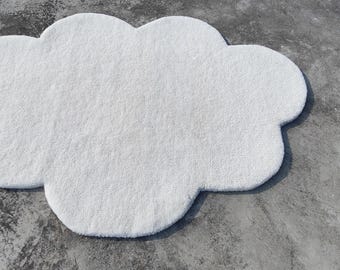 Alfombra infantil con forma de nube, suave y blanca, con mechones, decoración estética para habitación de bebé, bonita alfombra para sala de juegos.