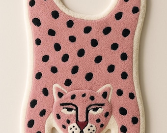 Pink Leopard Rug: Hand-Tufted New Zealand Wool Animal Carpet