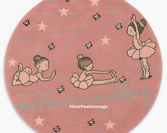 Pink Ballerina Kids Rug: Handmade New Zealand Wool Nursery Carpet