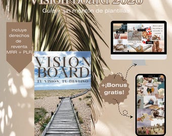 Vision Board 2026 Law of Attraction Dream Map Editable Templates Digital Dream Board Manifestation 2026 PLR MRR in Spanish