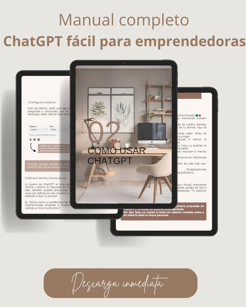 Easy ChatGPT guide for female entrepreneurs in Spanish; ChatGPT for digital business; MRR-PLR resale rights; AI image 2