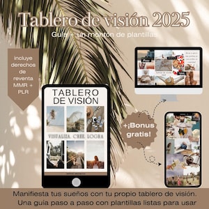 2025 Vision Board, Traumkarte, MRR PLR-Lizenz, Vision Board Spanisch.