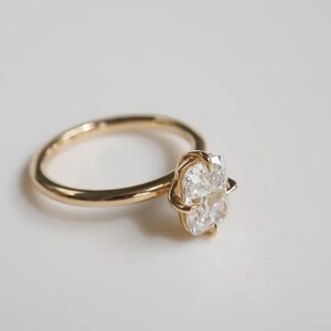 2.00 Ct Elongated Cushion Cut Moissanite Engagement Ring, 14k Solid Gold Solitaire Wedding Ring, Unique Anniversary Gift Ring For Women