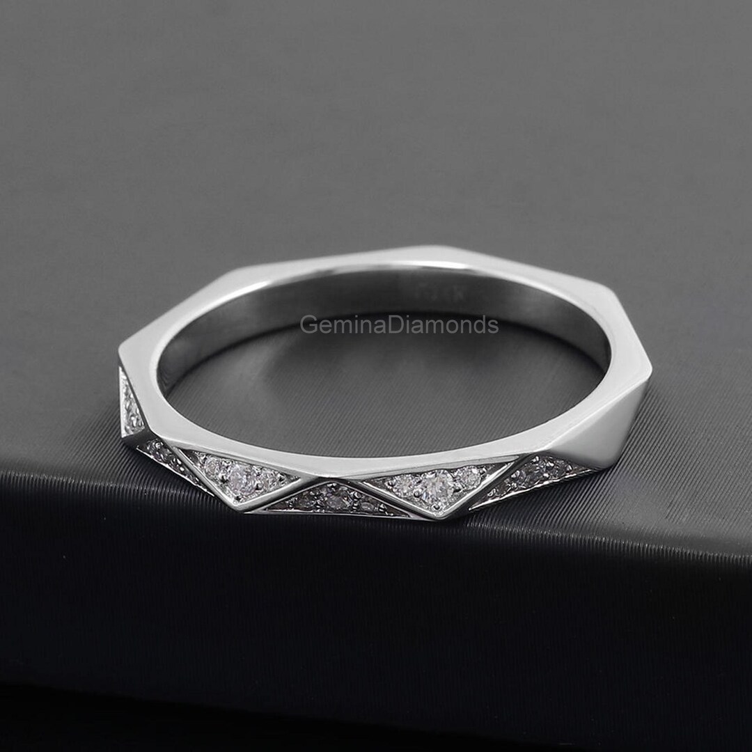 14k Solid Gold Pave Moissanite Triangle Eternity Band Dainty Geometric 14k-solid-gold-pave-moissanite-triangle-eternity-band-dainty-geometric