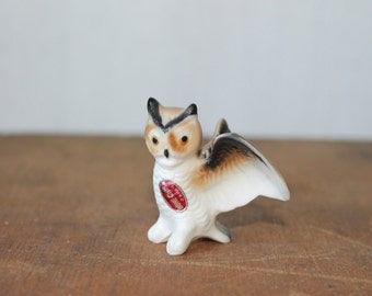 Tiny Vintage Owl Figurine // Bone China Owl // Made in Japan // Owl Collectible