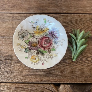 Vintage Sheraton Bowl // Made in England by Johnson Bros // Floral Dish // Jewelry Ring Dish, Compote, Small Dish