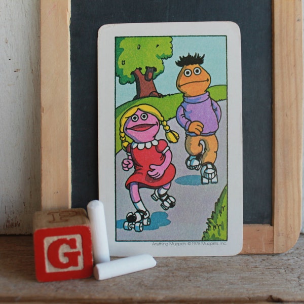 Vintage Muppets Flash Card // 1978 Muppets // TWO // Betty Lou & Boy Skating