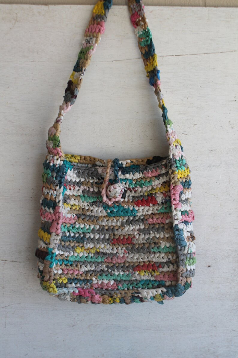 Vintage Purse Made From Plastic Bags // Upcycled Purse // Tote Etsy