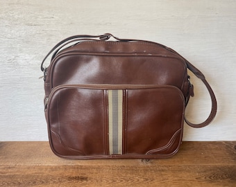 Vintage Pleather Messenger Bag // Made in Korea // Dark Brown Bag