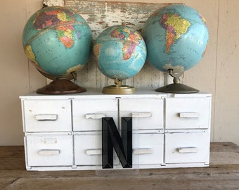 Letra "N" de marquesina industrial vintage, letrero acrílico negro (25 cm)