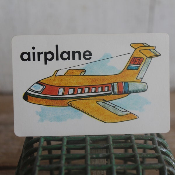 Vintage 1970s Flash Card // Airplane