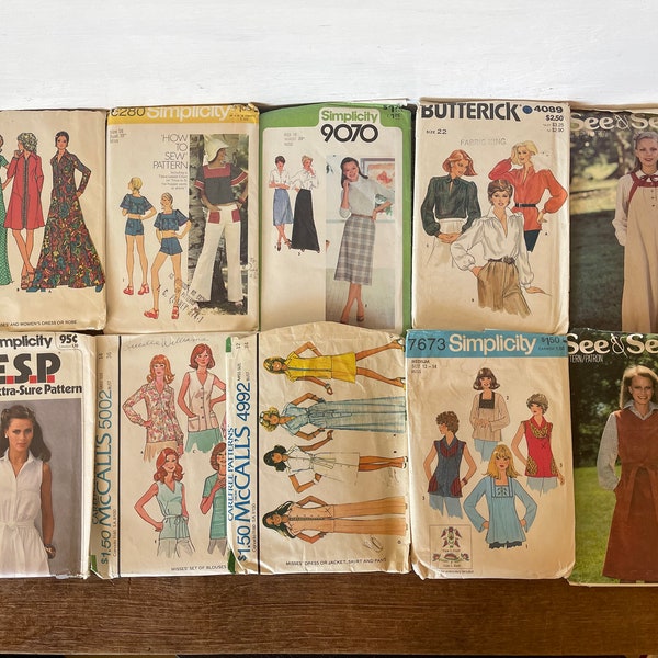 Vintage 1970's Women's, Misses, Juniors Clothing Patterns // You Choose // Retro Clothing