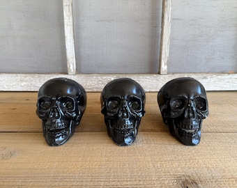 Black Skulls - Sold Individually - Made of Plastic - 4 Inches Tall