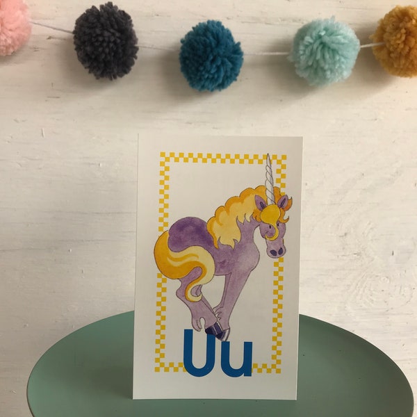 Vintage Phonics Flashcard --Long U Sound