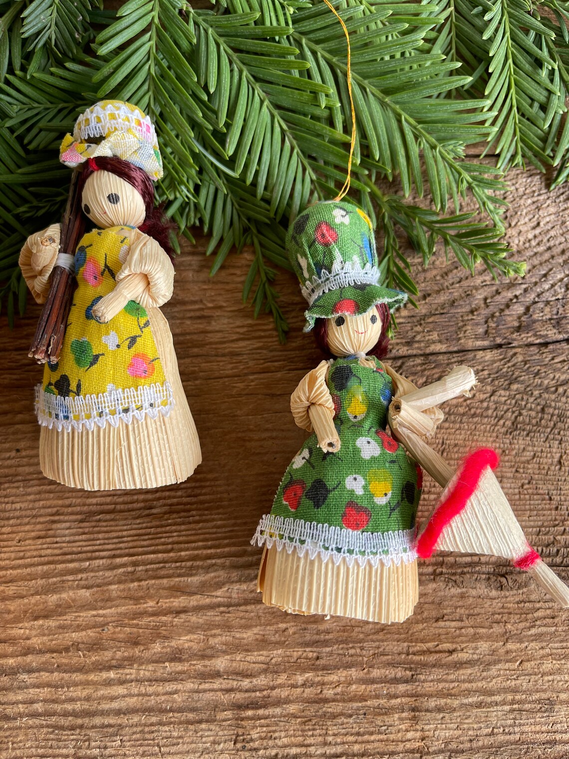 Vintage Corn Husk Doll Ornaments // You Choose // Husk People Etsy