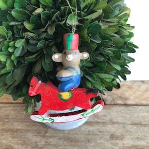 Teddy Bear On Rocking Horse Christmas Ornament