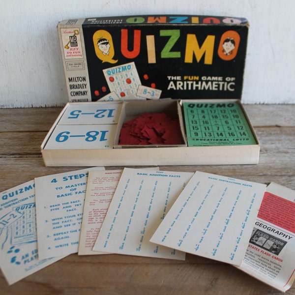 Vintage 1958 Quizmo Game // Milton Bradley // Addition & Subtraction Game