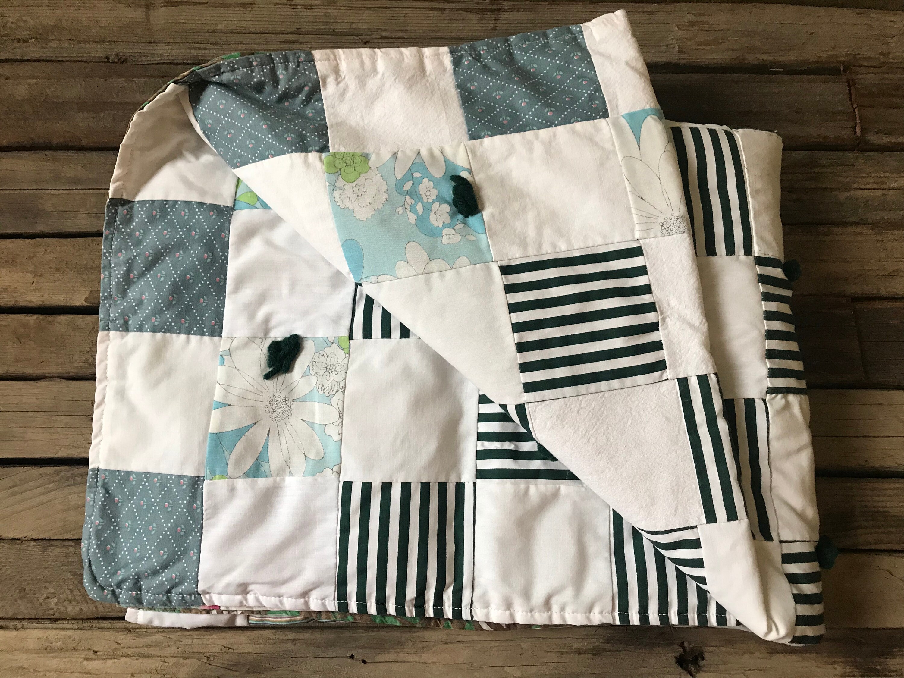 Vintage Handmade Baby Quilt Blanket Etsy